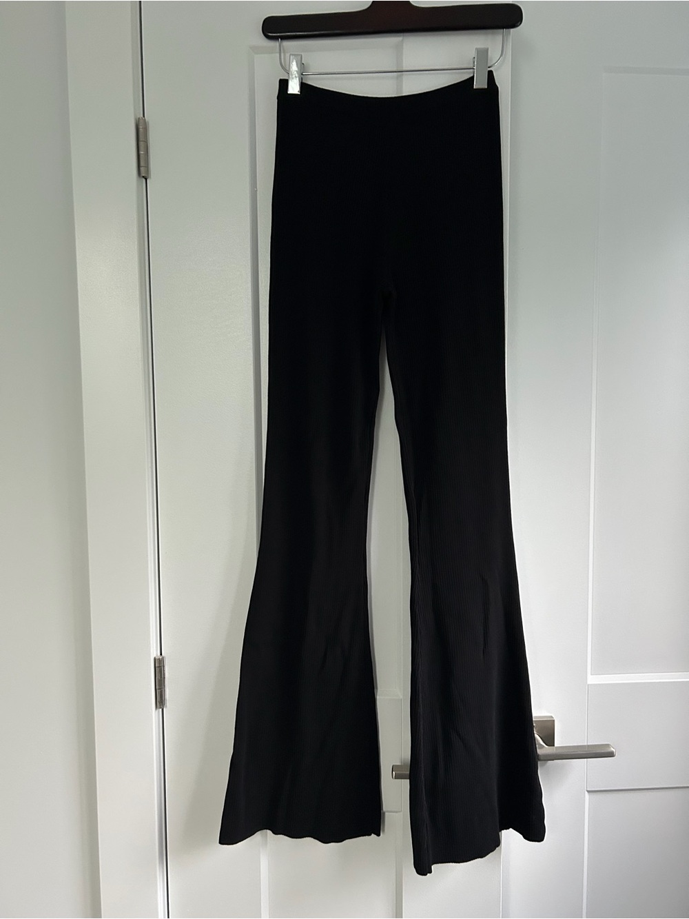 Tiger Mist Black Ribbed Boot-Cut Knit Pants